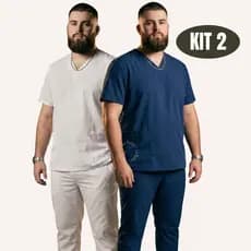 Kit 2 Scrub Masculino Pijama Cirúrgico Dentista Plus Size-ph
