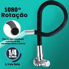 Torneira Cozinha Gourmet Parede Flexivel 1/4 de Volta  Giro 1080°