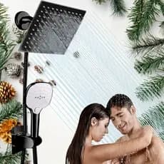 Chuveiro com Ducha Inox Quadrado Pressurizado Filtragem Iônica Ajustável