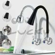 Inox prata maciça Torneira  1/4 de volta com chuveiro com rotação de 360° Cozinha Luxo Parede  Cano Flexível
