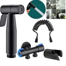 Conjunto de spray para bidê preto 4 em 1 SUS304 com válvula de aço inoxidável para banheiro
