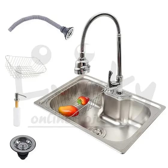 Cuba Cozinha Gourmet Pia Aço 304  Inox Acessórios e tubo de descarga Embutir 50/60 x42 x 21 cm