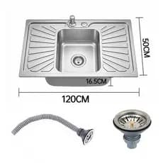 Pia de Cozinha Tramontina em Aço Inox New Raggi 1.2 x 50 m Com Cuba Central e Válvula