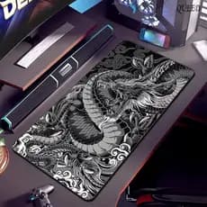 Mouse Pad Abstrato Gamer Dragão Antiderrapante Grande  90x40 cm Borda Costurada  Desk Pad Office Tapete Profissional