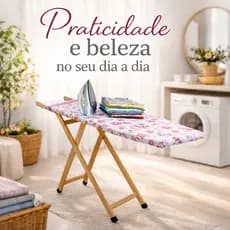 T谩bua de Passar Roupas com 2 Regulagens de Altura Tecidos Tradicionais Sortidos Madeira Reflorestada