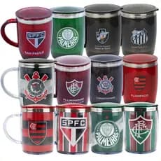 Caneca Térmica Com Tampa 450ml CORINTHIANS - PALMEIRAS - SÃO PAULO -SANTOS - VASCO - FLUMINENSE