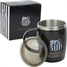 Caneca Térmica Com Tampa 450ml Santos Preta Ref.: QH002AZ-4