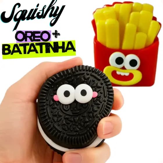 Taba Squishy Oreo + Batatinha 6cm Fidget Anti-stress