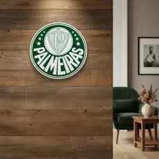 Placa Decorativa Escudo PALMEIRAS 20x20cm Metal Ref.: RE017-3-B