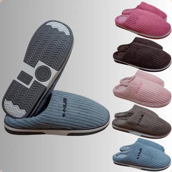 PANTUFA FEMININA CHINELO DE QUARTO COM SOLADO DE BORRACHA TPR REF.: PTF06-149