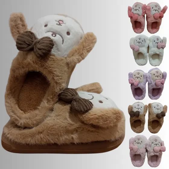 Pantufa Infantil Chinelo De Cachorro Com Laço REF.: PTF06-153