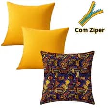 Kit 3 capa de Almofada 45x45 Decorativa Grande Com Zíper Varias Cores