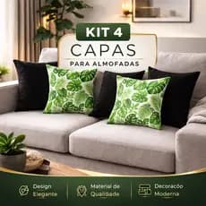 Kit 4 Capa de Almofada Decorativas Personagens 45x45 Tecido Veludo Modelos Variados Com Zíper
