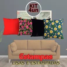 Kit 4 Capa de Almofada Decorativa 45x45 Com Zíper Lisas e Estampadas Promoção Tecido Veludo Sofá
