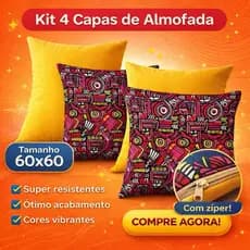 Kit 4 capa De almofada 60x60 Decorativa Diversa Cores Com Zíper Sala Sofá