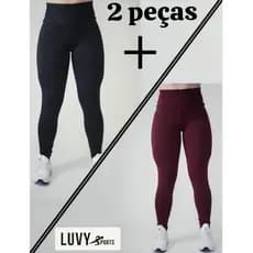 Kit com 2 Calças Legging Feminina Suplex Premium Cintura Média Alta