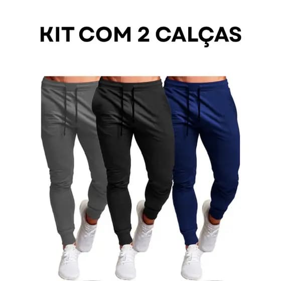 Kit 2 Calça Jogger Masculina Esportivo Dry Fit Flanelada Skinny