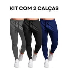 Kit 2 Calça Jogger Masculina Esportivo Dry Fit Flanelada Skinny