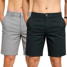 Kit 2 Bermuda Masculina Sarja Brim Slim Social Premium