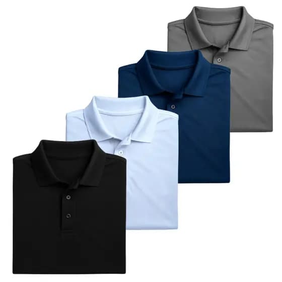 Kit 4 camisa polo masculina camiseta premium piquet poliester
