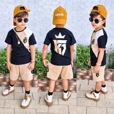 Conjunto Infantil Masculino de Verão - Camisa de malha e Short Moletinho - Tamanho 2 ao 12 Anos
