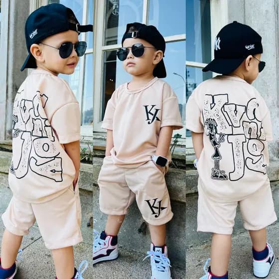 Conjunto Infantil Menino Verão - Camiseta e Bermuda Fresquinha - Tamanho 2 ao 12 Anos