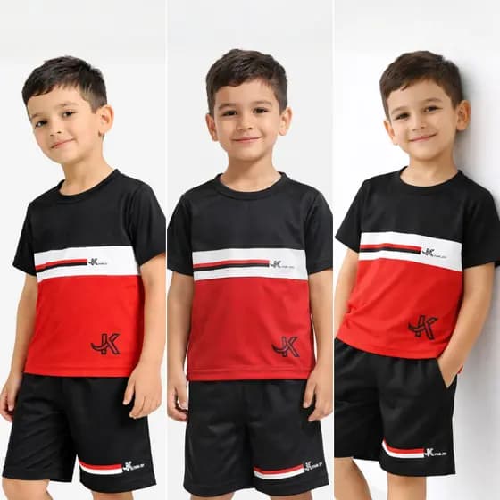 Kit de 2 Peças Conjunto Juvenil Verão para Menino Blusa de Manga + Bermuda Calor Confortável Criança