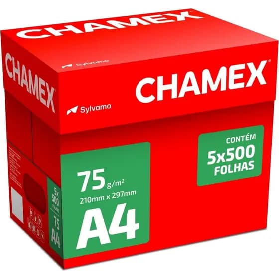 Papel sulfite A4 75g 210x297 c/ 5 resmas cx 2500 fls Chamex