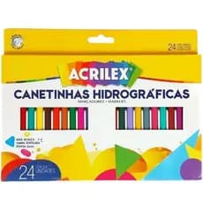 CANETINHAS HIDROGRÁFICAS 24 CORES ACRILEX