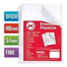SACO PLASTICO ENVELOPE SEM FUROS 24X33 0,06 A4 OFÍCIO 100UN