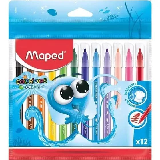Canetinha Hidrocor Color Peps Ocean Polvo 12 Cores Maped
