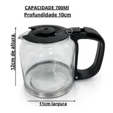 Jarra Cafeteira Britânia BCF20A Vidro Resistente Compatível cp28 Cafés Xícaras Similar