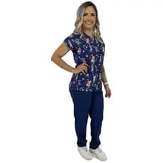 Conjunto Enfermagem Estampado Scrub Pijama Cirúrgico Feminino Jaleco Hospitalar