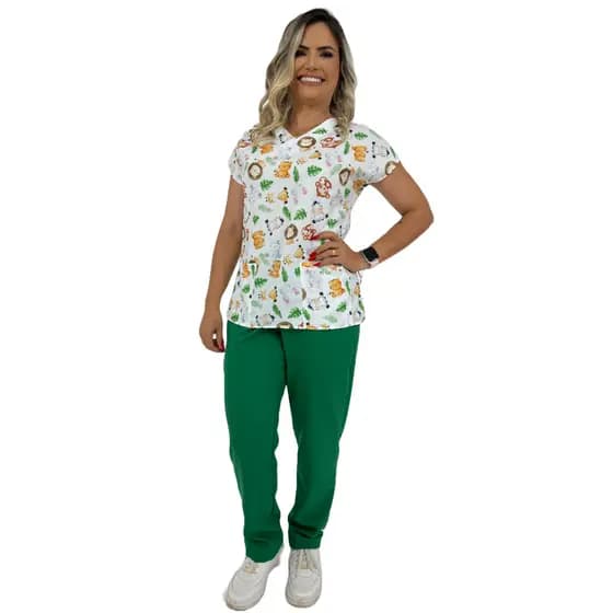 Conjunto Scrub Pijama Cirurgico estampado desenho infantil personagem