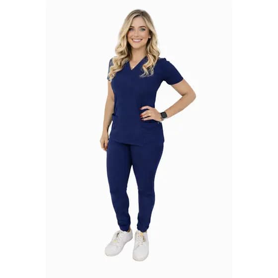 Pijama Cirúrgico Hospitalar Feminino de Malha Canelada | Scrub Com Elastano | Conjunto | Uniforme Confortável