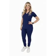 Pijama Cirúrgico Hospitalar Feminino de Malha Canelada | Scrub Com Elastano | Conjunto | Uniforme Confortável