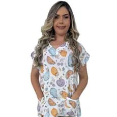 Blusa Pijama Cirúrgico Hospitalar Estampado Scrub - Nutrição