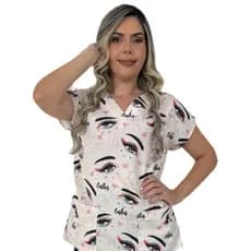 Blusa - Uniforme Estampado - Scrub Slim - Cílios