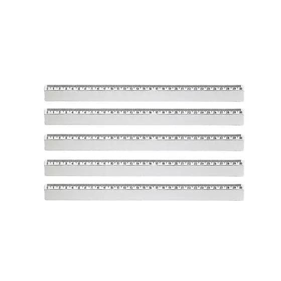 Régua Plástica Cristal 30 Cm - 5 Unidades