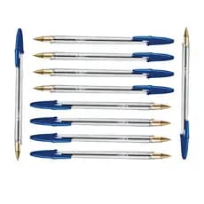 Caneta Bic Cristal 1.0 Ponta Média Dura - Kit Com 10 Unidades - Azul