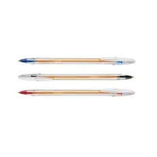 Caneta Esferográfica Bic Cristal Fina 0.8mm Kit Com 3 unidades (1 Azul, 1 Pretas e 1 Vermelha)