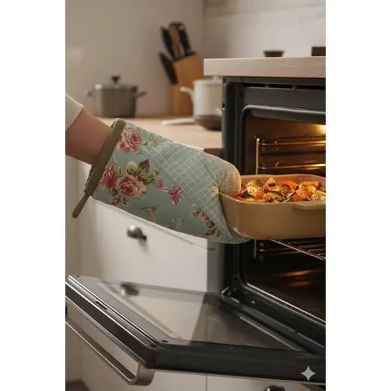 Luva De Forno e fogão bordado Tricoline Cozinha