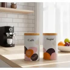 Kit 2 Latas Porta Açúcar E Café Cozinha
