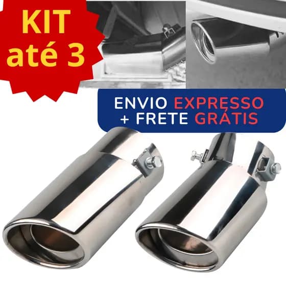 Ponteira Escapamento Esportiva Automotivo Inox Modelo Reta e Curvada