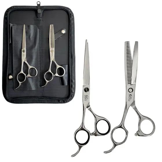 Kit Tesouras Para Canhoto Fio Laser E Desfiadeira 6.0