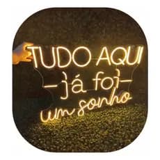 Letreiro Tudo Aqui Já Foi Um Sonho em Neon LED 70cm Decoração Jardim Vertical
