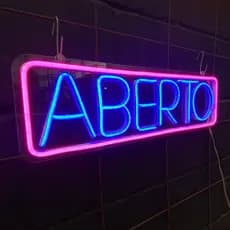 Placa Aberto em Neon LED 50cm Sinalização Comercial Loja Restaurante
