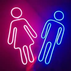 Kit Placas Banheiro Masculino e Feminino em Neon LED 25x15cm Sinalização Comercial