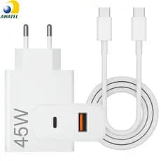 Carregador Tipo C 33W ou 45W Carregador para Android A31 A12 A56 A55 A53 A54 A72 S20 Fe S21+ S22 S23 Ultra S24 Poco X7