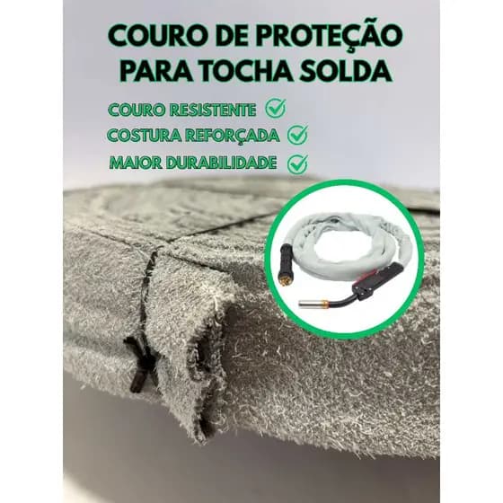Capa Raspa De Couro Para Tocha Com Costura Reforçada / Mig / Tig / Mangueira